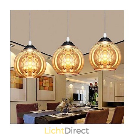 Glazen bol hanglamp drie Glazen bol hanglamp drie