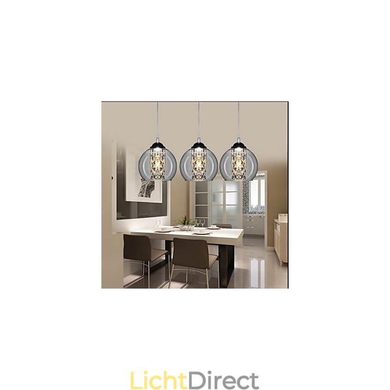 Glazen bol hanglamp drie