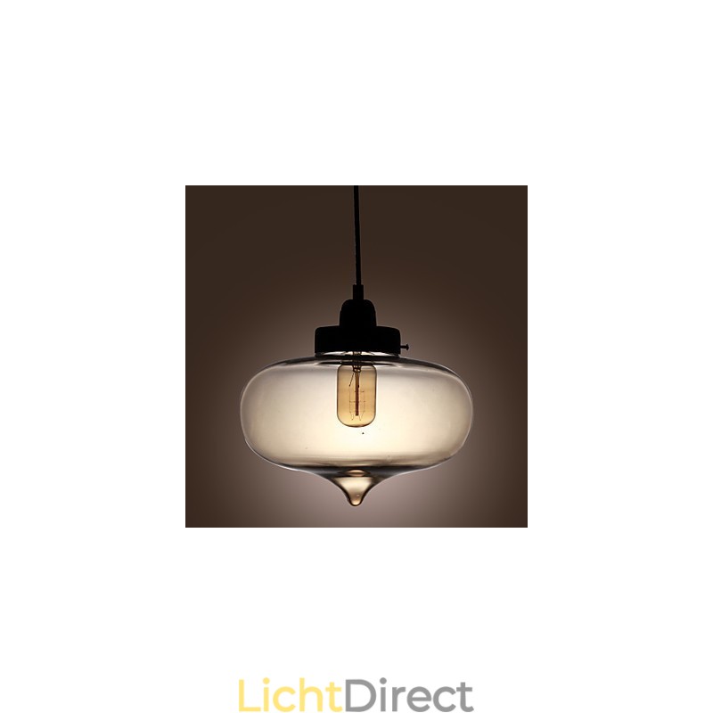 Transparante glazen hanglamp in bruin bubbeldesign