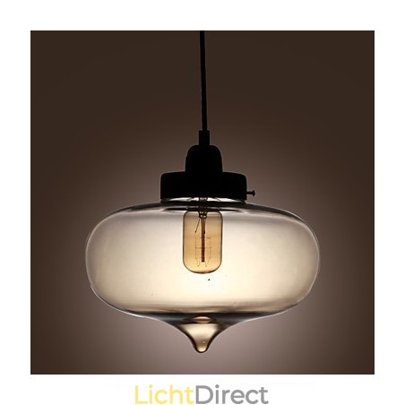 Transparante glazen hanglamp in bruin bubbeldesign Transparante glazen hanglamp in bruin bubbeldesign