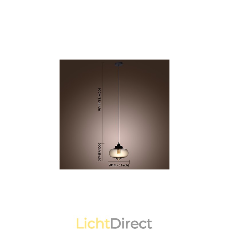 Transparante glazen hanglamp in bruin bubbeldesign