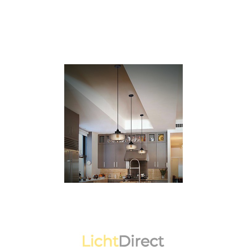 Transparante glazen hanglamp in bruin bubbeldesign