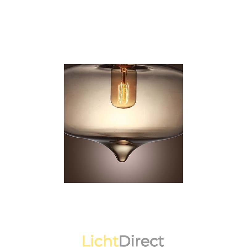 Transparante glazen hanglamp in bruin bubbeldesign