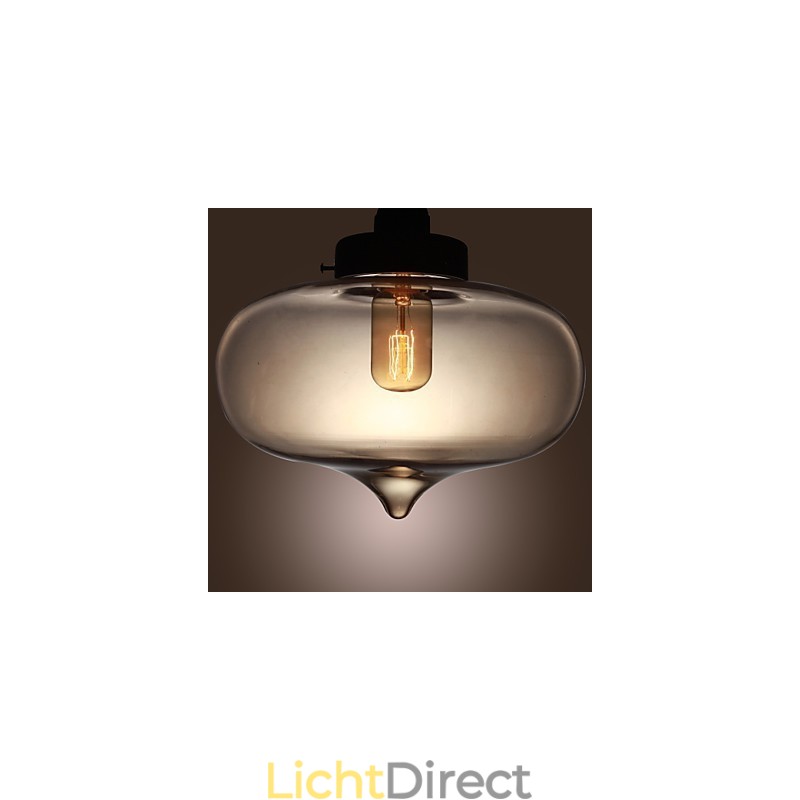 Transparante glazen hanglamp in bruin bubbeldesign