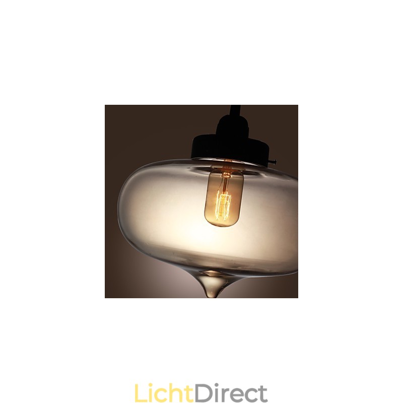 Transparante glazen hanglamp in bruin bubbeldesign