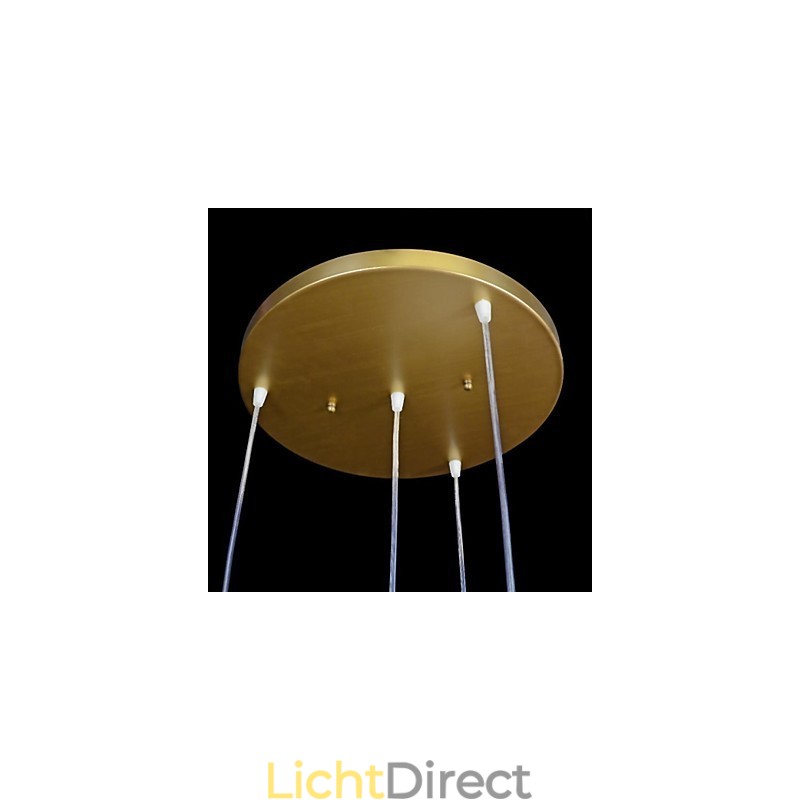 Bronzen hanglamp met vier lampen, patroon, glazen kap, Europees retro klassiek