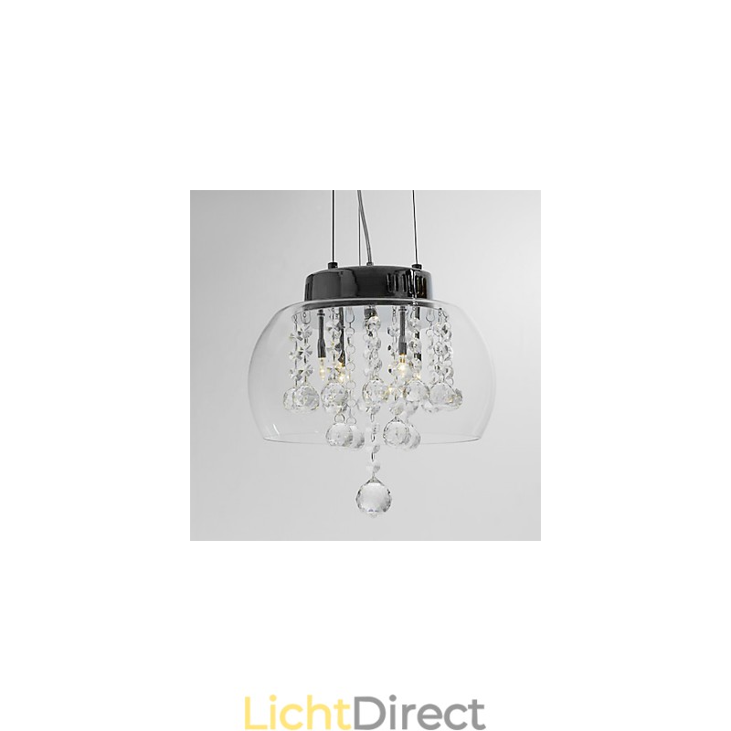 Artistieke 4-lichts kristallen hanglamp met glazen kap