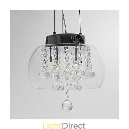 Artistieke 4-lichts kristallen hanglamp met glazen kap