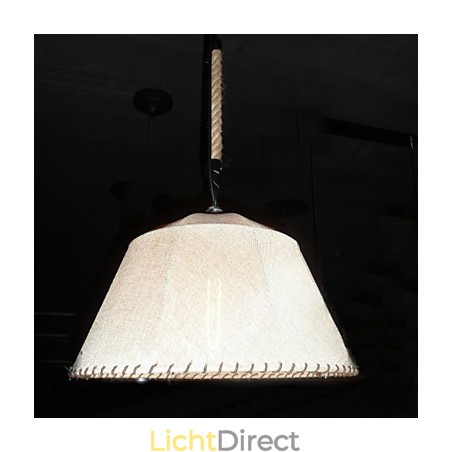 Retro hanglamp met 1 lamp in stoffen kap in Noord-Amerikaanse stijl