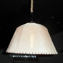 Retro hanglamp met 1 lamp in stoffen kap in Noord-Amerikaanse stijl