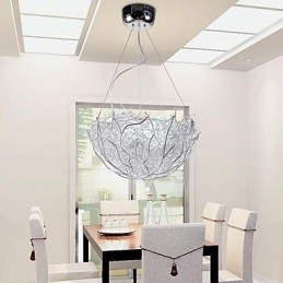 Moderne, eigentijdse zilveren metalen hanglamp