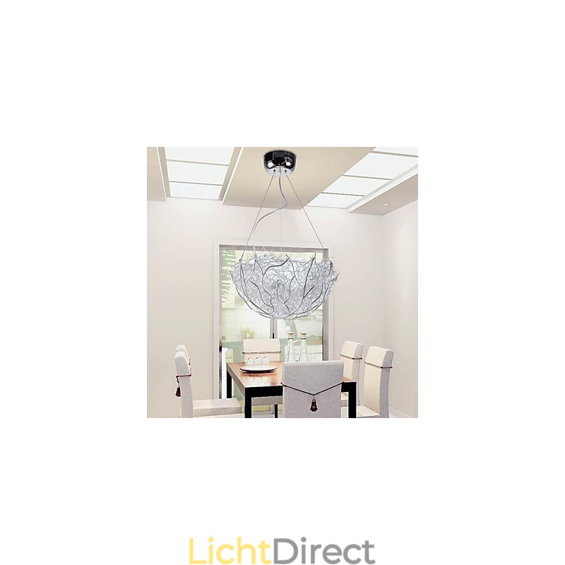 Moderne, eigentijdse zilveren metalen hanglamp