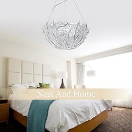 Moderne, eigentijdse zilveren metalen hanglamp