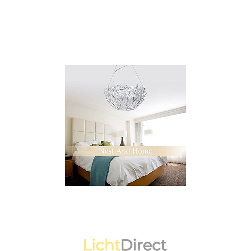 Moderne, eigentijdse zilveren metalen hanglamp