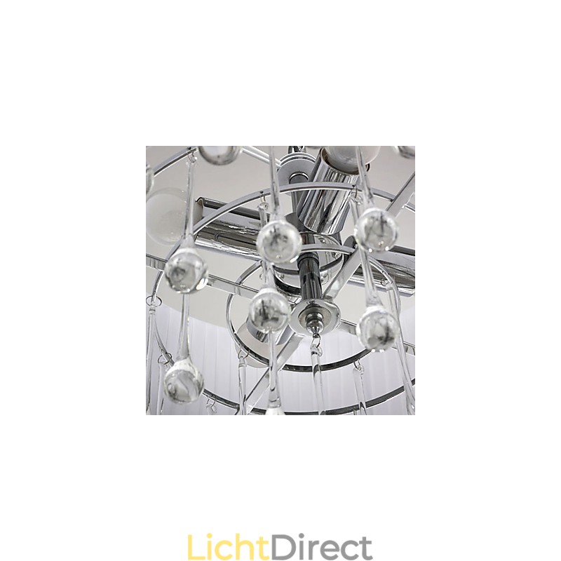 Moderne kristallen hanglamp met 4 lampen en zwarte kap