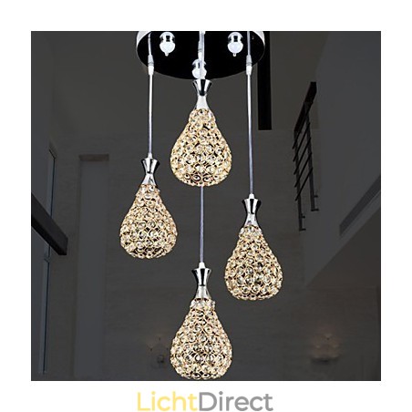 4-koppige hanglamp kristal modern eigentijds metaal 4-koppige hanglamp kristal modern eigentijds metaal