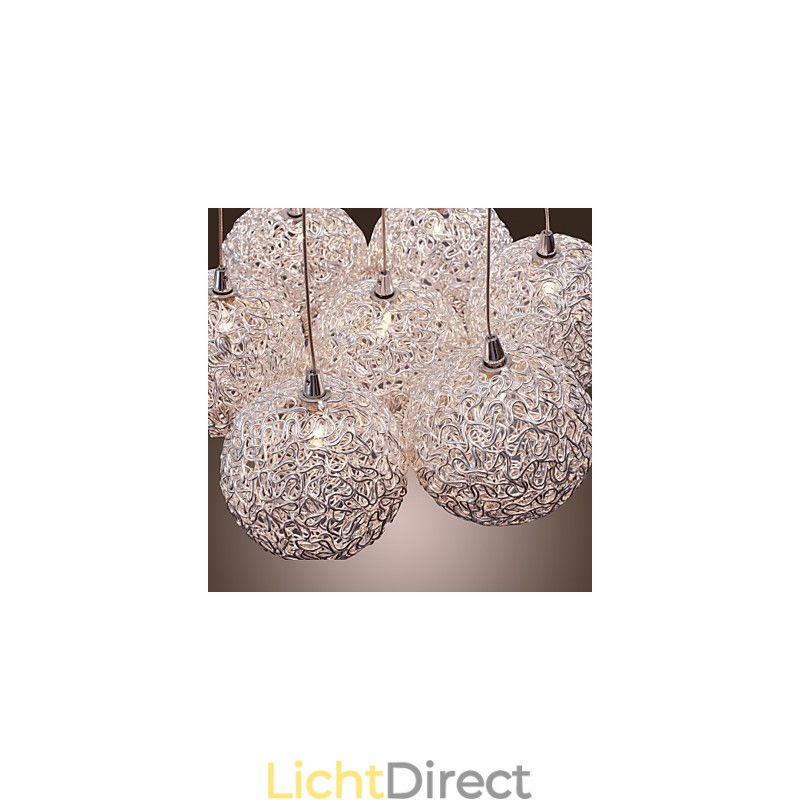 Moderne aluminium hanglamp met 7 lampen