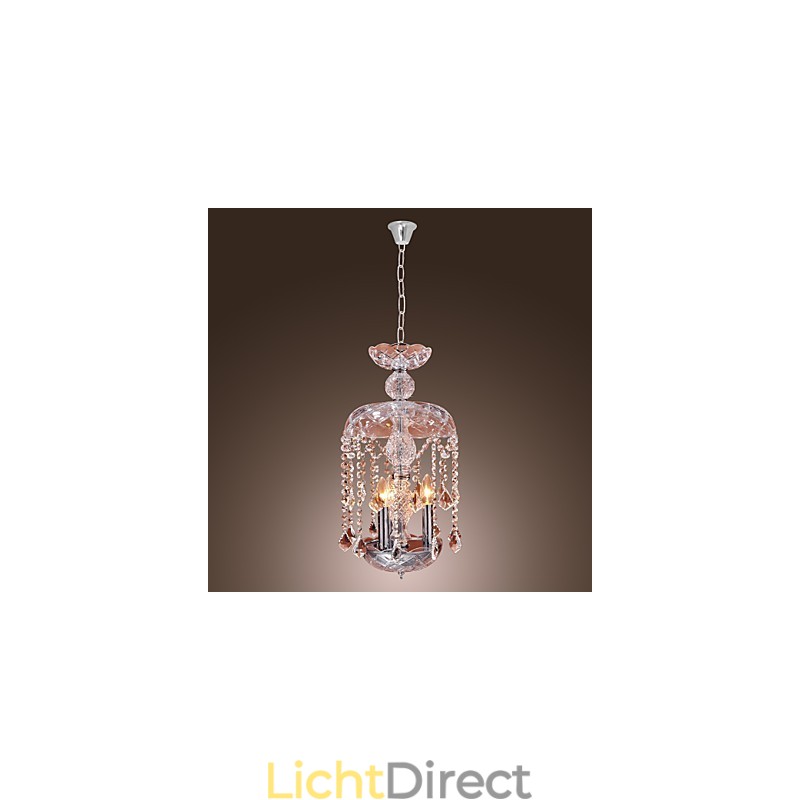 Moderne kristallen hanglamp met 3 lampen in glazen kap