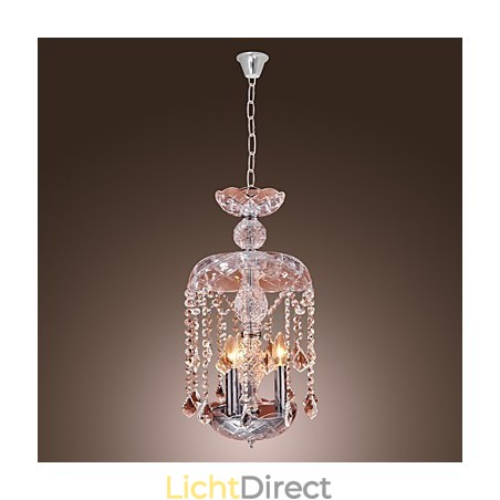 Moderne kristallen hanglamp met 3 lampen in glazen kap Moderne kristallen hanglamp met 3 lampen in glazen kap