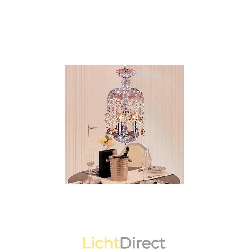 Moderne kristallen hanglamp met 3 lampen in glazen kap