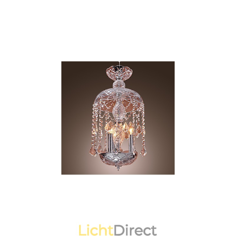 Moderne kristallen hanglamp met 3 lampen in glazen kap