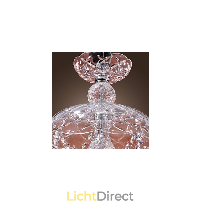 Moderne kristallen hanglamp met 3 lampen in glazen kap