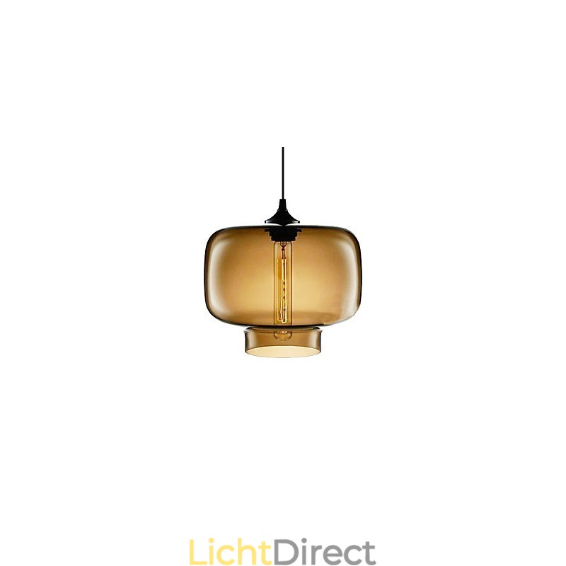70W moderne glazen hanglamp in bruin transparant flesontwerp