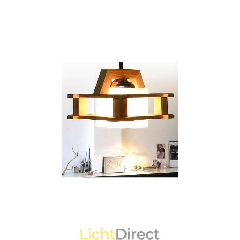 Massief houten lamp