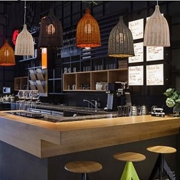 Rotan kroonluchter kroonluchter kroonluchter creatieve retro rotan lamp