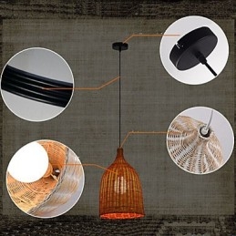 Rotan kroonluchter kroonluchter kroonluchter creatieve retro rotan lamp