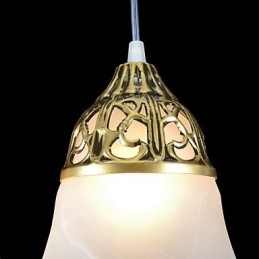 Bronzen hanglamp drie lampen moiré glas Europees klassiek