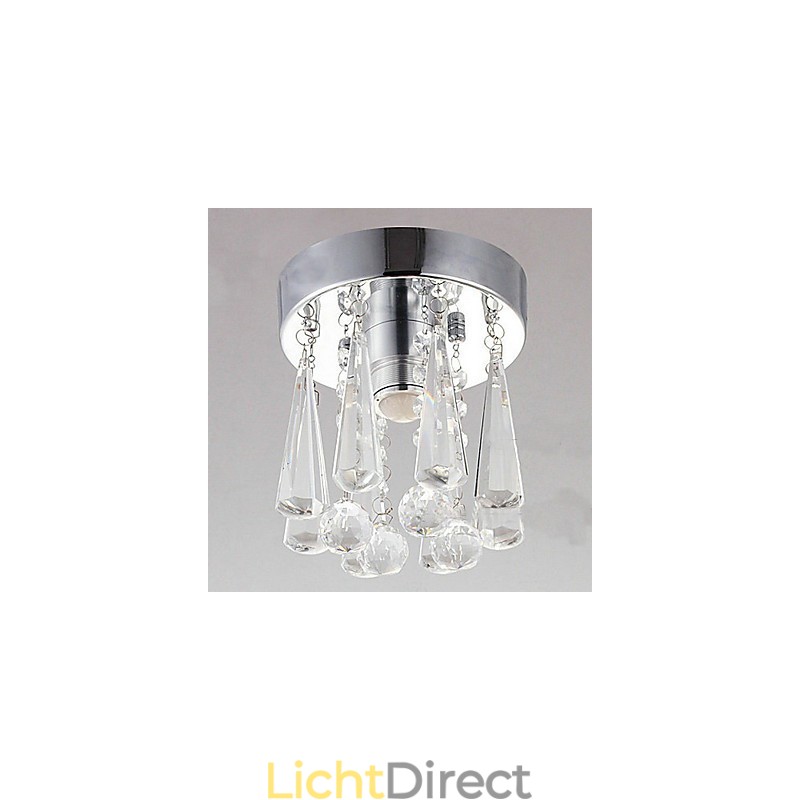 Moderne kristallen 1-lichts plafondlamp in kroonvorm