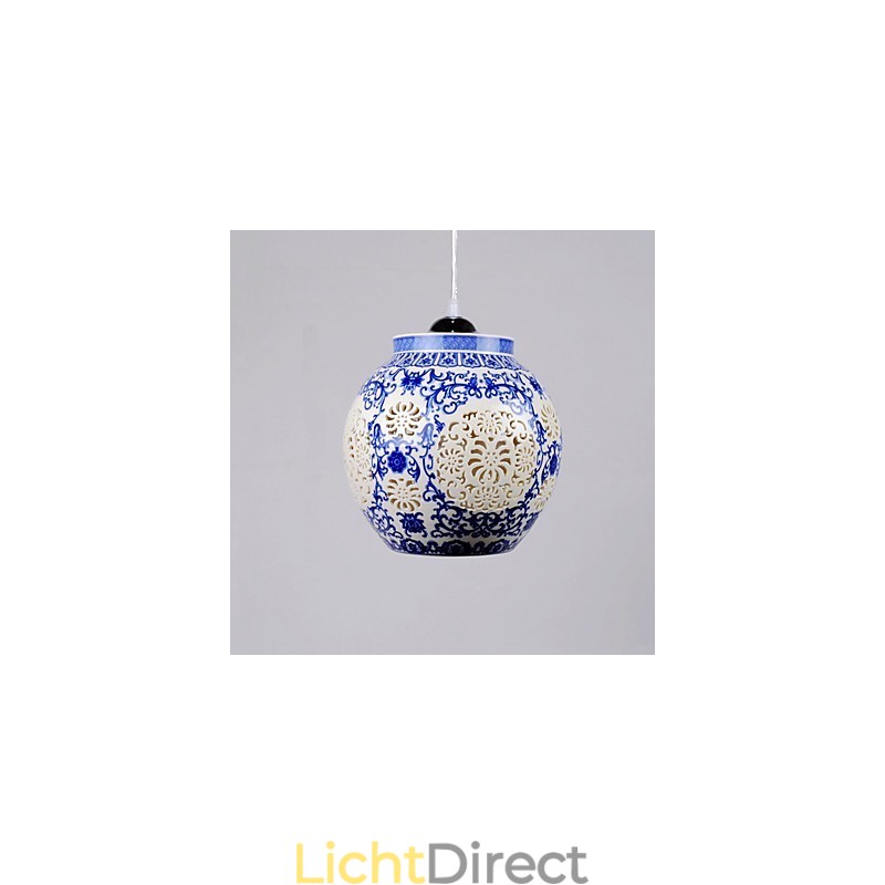 Retro Keramische lamp lamp Trappen Blauwe Enkele Kop Kroonluchter Creatief