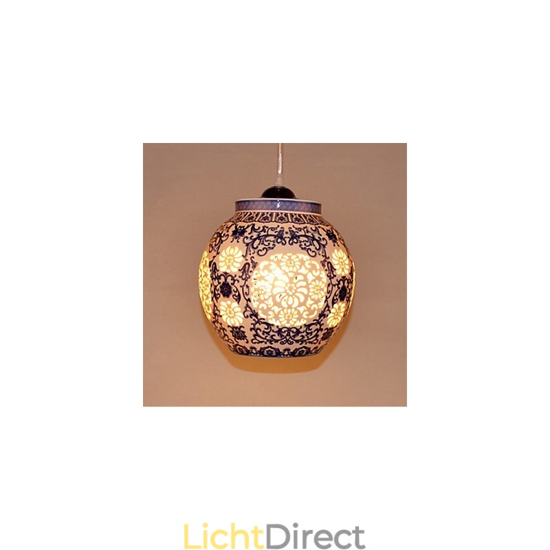 Retro Keramische lamp lamp Trappen Blauwe Enkele Kop Kroonluchter Creatief