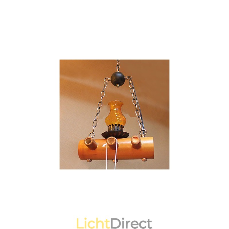 Amerikaanse antieke kroonluchter van bamboe met één kop