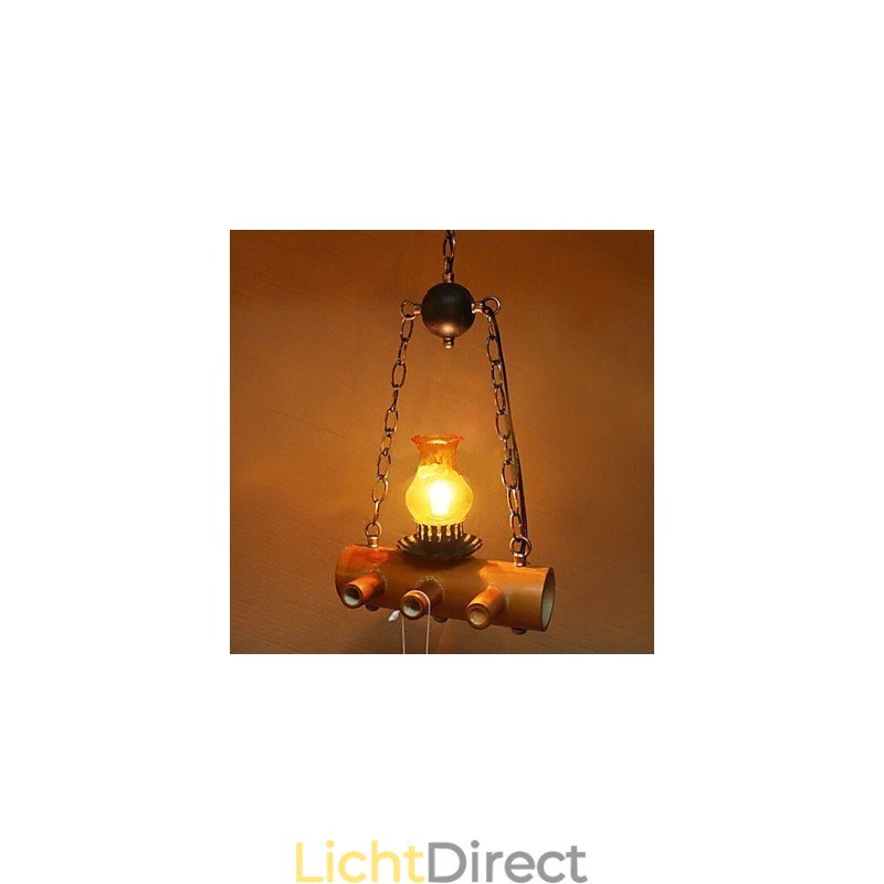 Amerikaanse antieke kroonluchter van bamboe met één kop