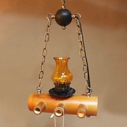 Amerikaanse antieke kroonluchter van bamboe met één kop