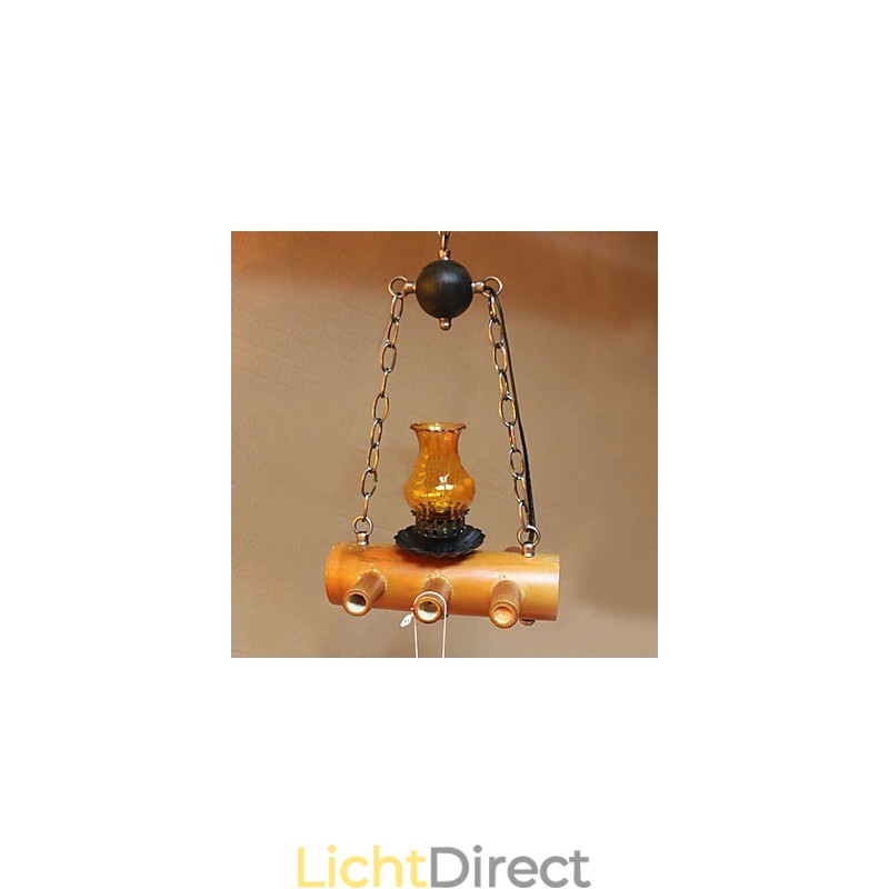 Amerikaanse antieke kroonluchter van bamboe met één kop