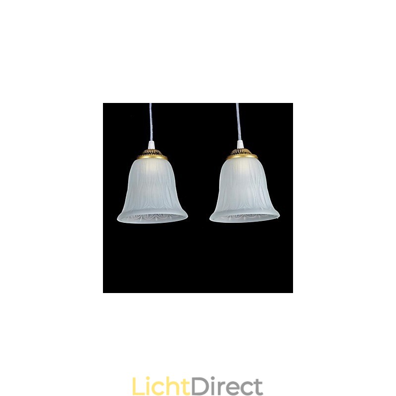 Bronzen hanglamp met drie lampen, patroon, glazen kap, Europees, retro, klassiek