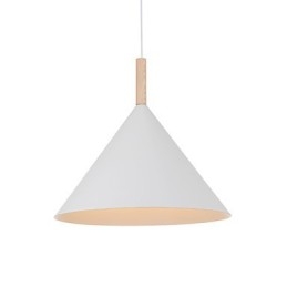 Mini Artistieke Kegelvormige Hanglamp 1 Licht Moderne Eenvoudige Afwerking Zwart Wit Aluminium & Houten Hanglamp