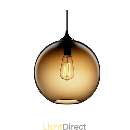 Moderne glazen hanglamp in rond bruin bubbeldesign Moderne glazen hanglamp in rond bruin bubbeldesign