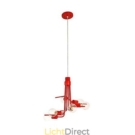 Noord-Amerikaanse stijl karakteristieke 6-lichts hanglamp in rood Noord-Amerikaanse stijl karakteristieke 6-lichts hanglamp in rood