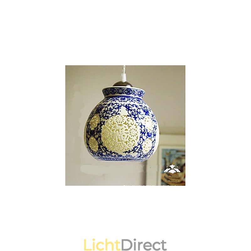 Retro Keramische lamp lamp Trappen Blauwe Enkele Kop Kroonluchter Creatief