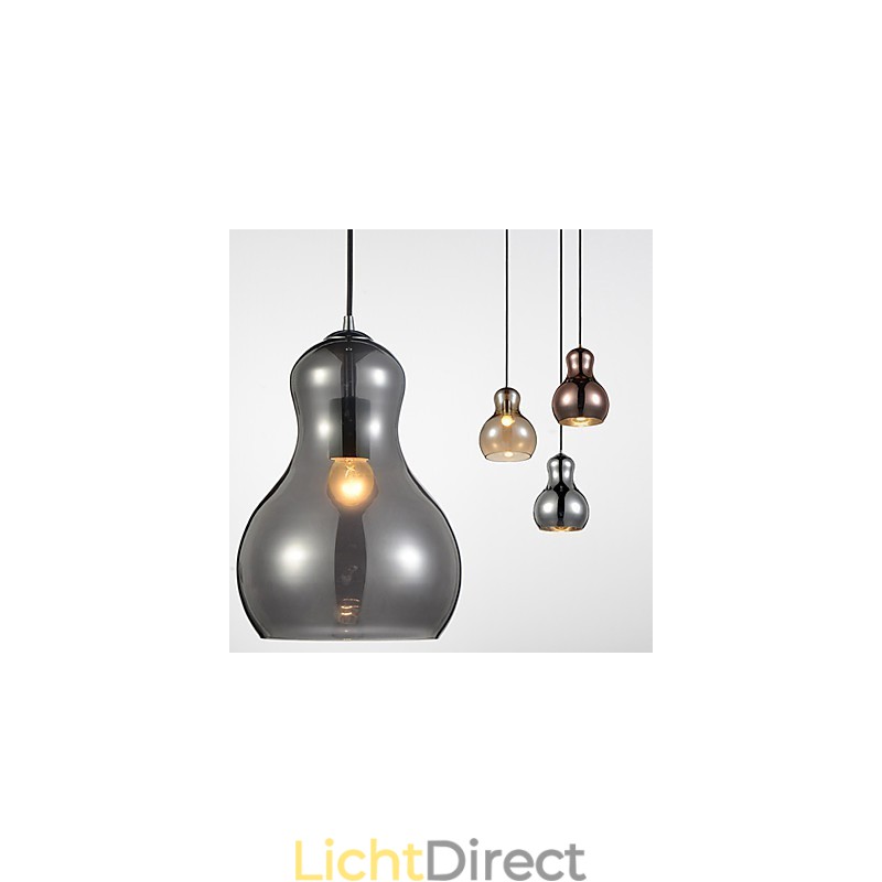 Kalebasvormige hanglamp 1 licht Moderne eenvoud Gouden chroom Roségoud Amber Rookgrijs Glas en koolstofstaal