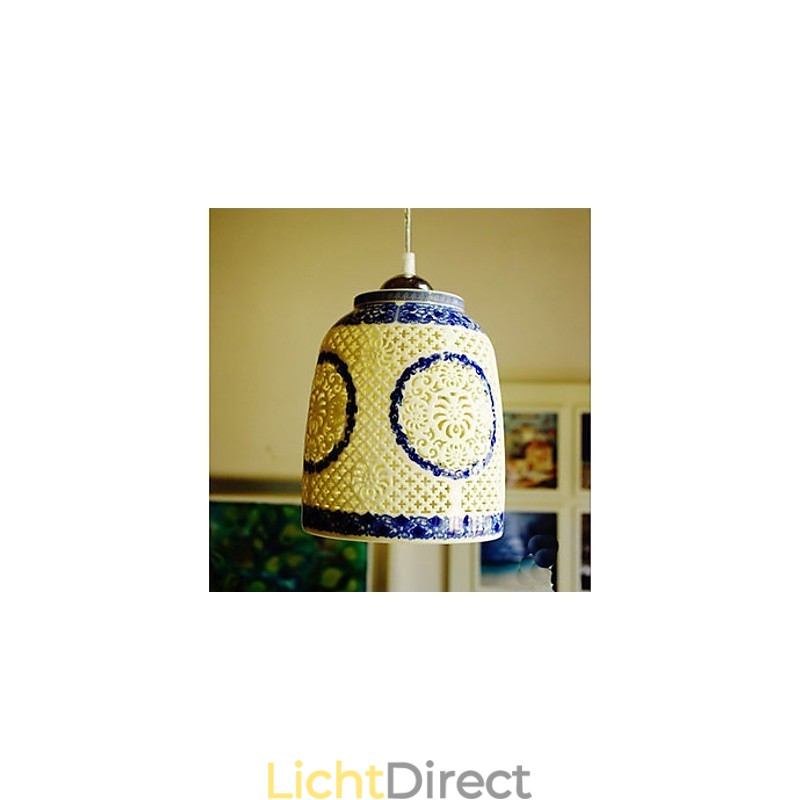 Retro Keramische lamp lamp Trappen Blauwe Enkele Kop Kroonluchter Creatief