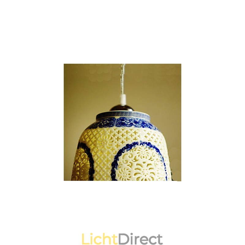 Retro Keramische lamp lamp Trappen Blauwe Enkele Kop Kroonluchter Creatief