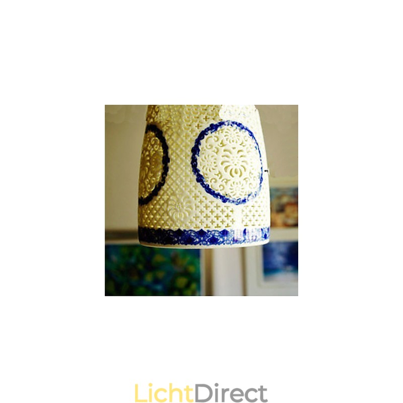 Retro Keramische lamp lamp Trappen Blauwe Enkele Kop Kroonluchter Creatief