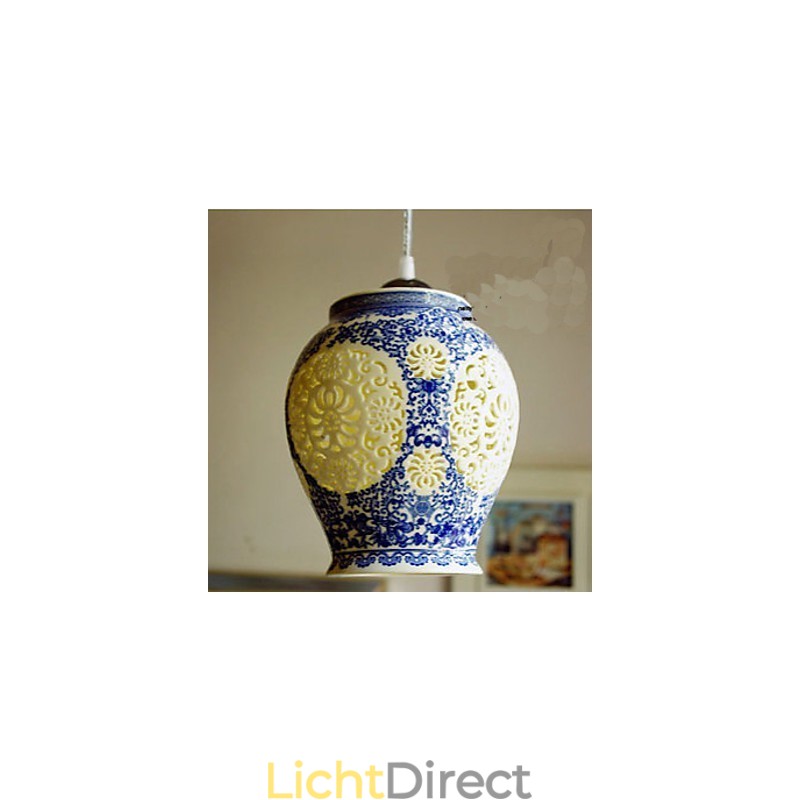 Retro Keramische lamp lamp Trappen Blauwe Enkele Kop Kroonluchter Creatief