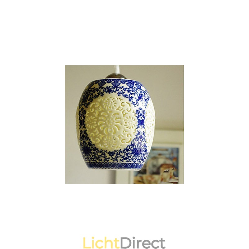 Retro Keramische lamp lamp Trappen Blauwe Enkele Kop Kroonluchter Creatief