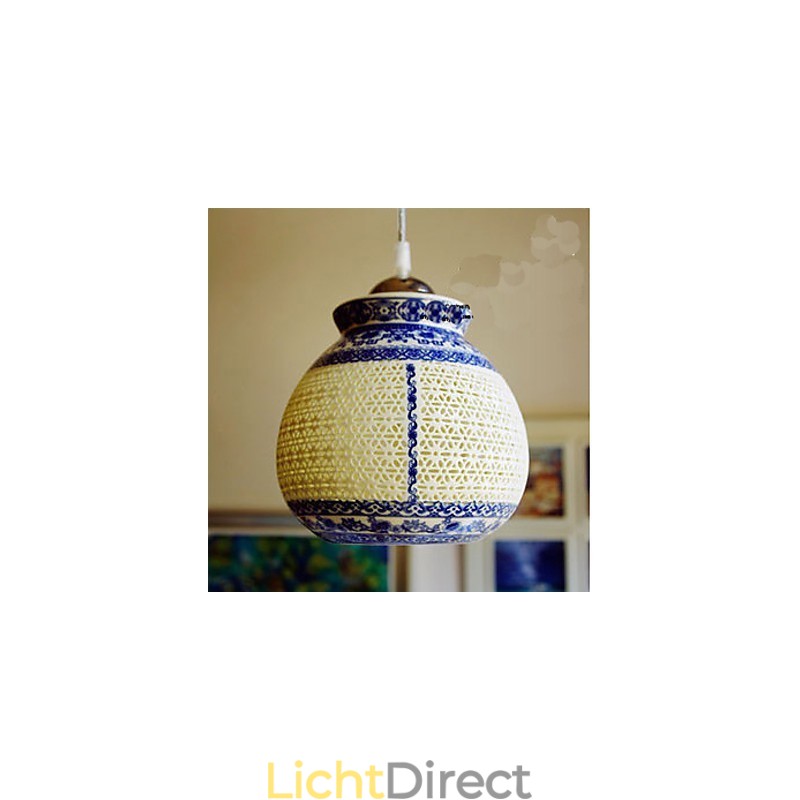 Retro Keramische lamp lamp Trappen Blauwe Enkele Kop Kroonluchter Creatief